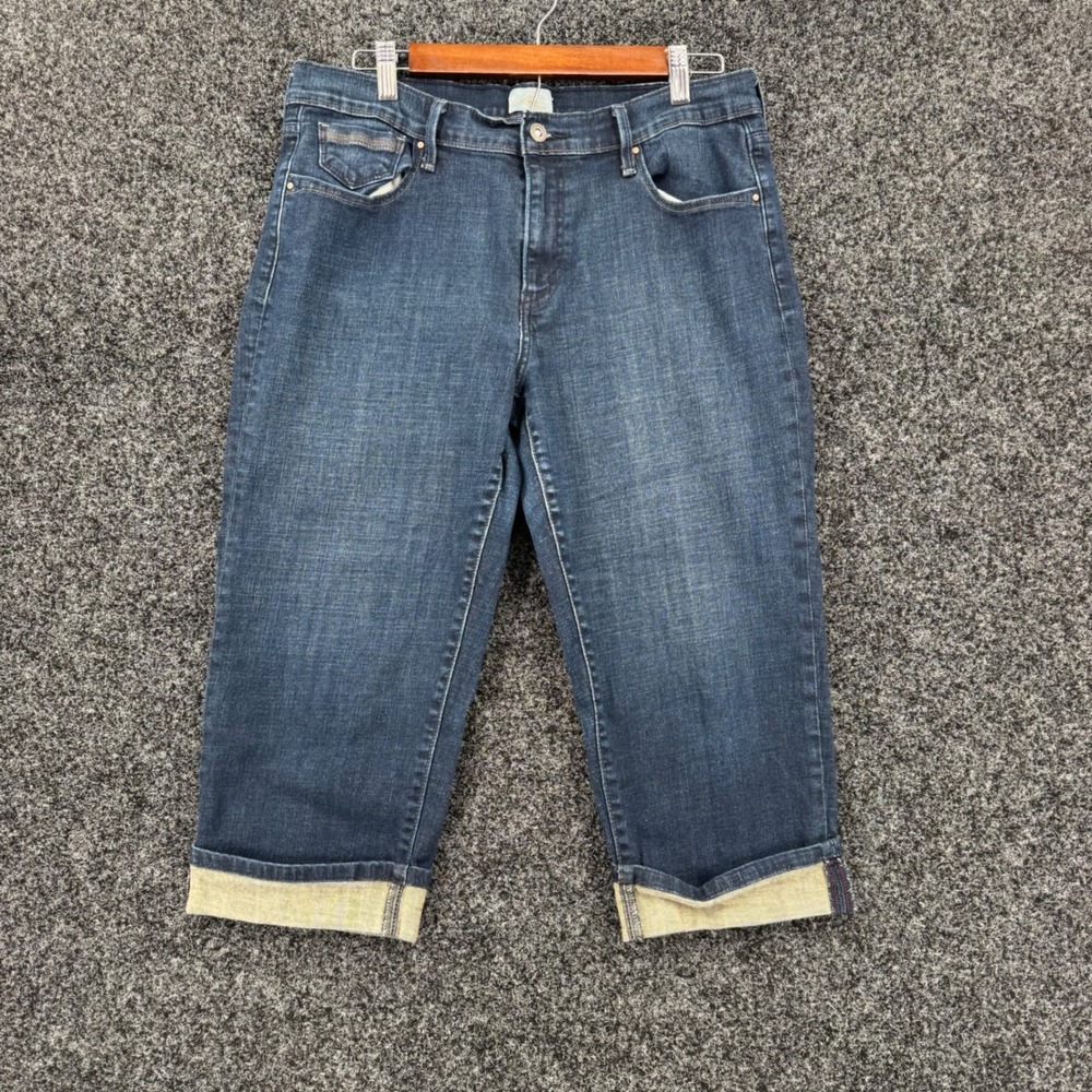 Levis 515 Capri Jeans Womens 12 Dark Wash Cuffed Stretch Denim Cropped Pants